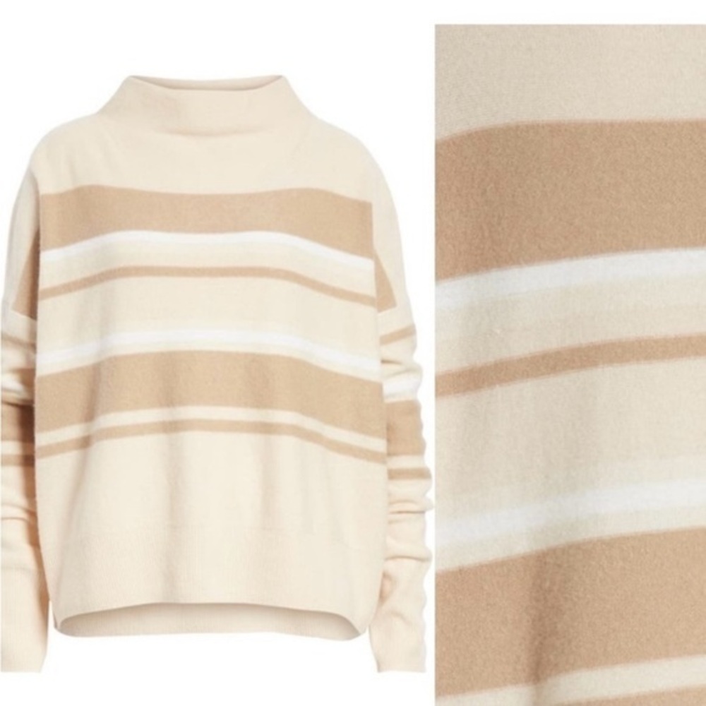 Vince Sweater Ombre Stripe Mock Neck in Cream